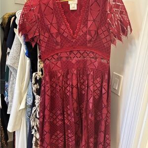 Foxiedox Red Flutter Sleeve V-Neck Sundress